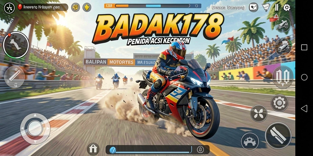 Tampilan gameplay BADAK178 dengan motor balap yang menegangkan.