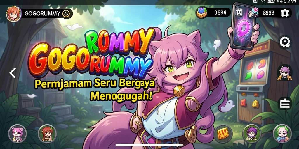 Screenshot GOGORUMMY menampilkan aksi seru karakter anime di dalam permainan.