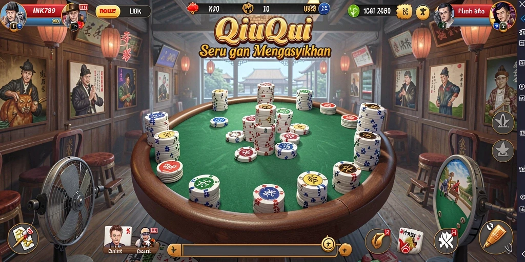 Tangkapan layar menunjukkan aksi seru dalam permainan QiuQiu.