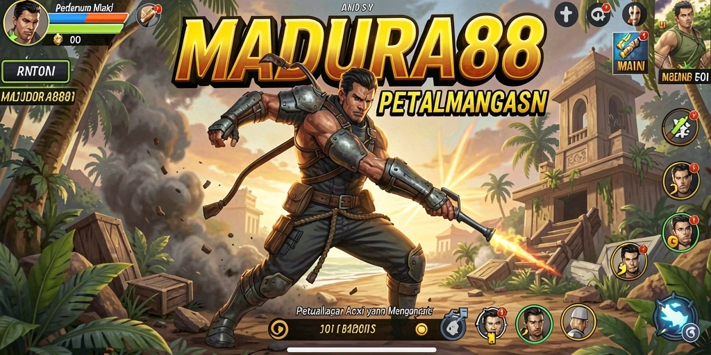 Tampilan aksi mendebarkan dalam gameplay <strong>MADURA88</strong> yang seru.