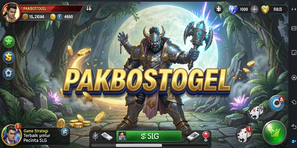 Screenshot utama PAKBOSTOGEL yang menampilkan aksi gameplay seru dalam strategi SLG.