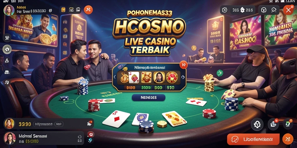 Screenshot gameplay Live Casino dengan dealer langsung dan permainan seru.