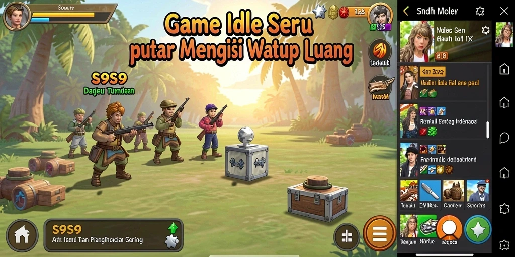Screenshot gameplay S9S9 menampilkan manajemen sumber daya yang menarik.