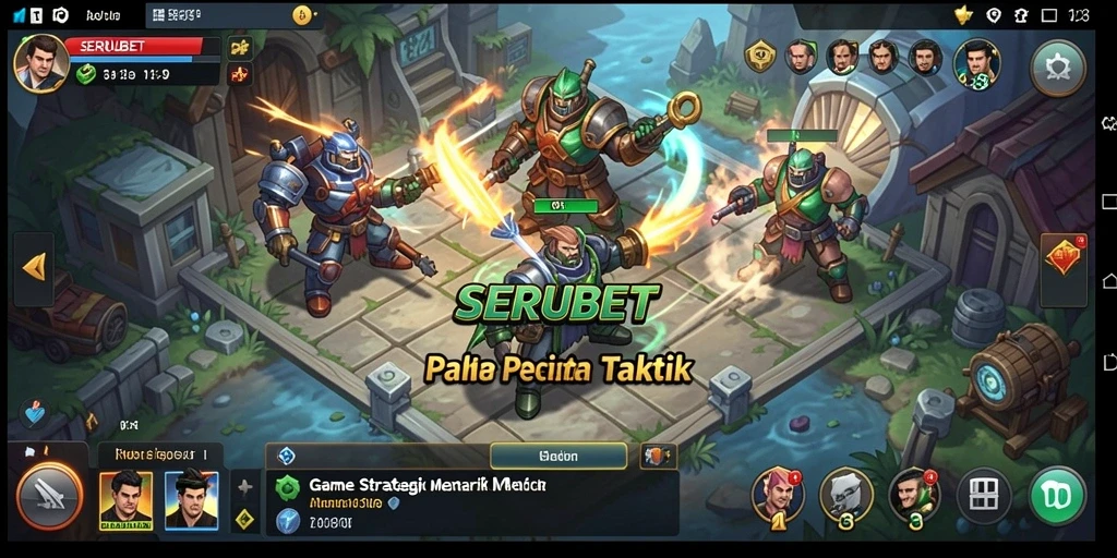 Tampilan screenshot SERUBET menampilkan aksi pertempuran strategi yang seru.