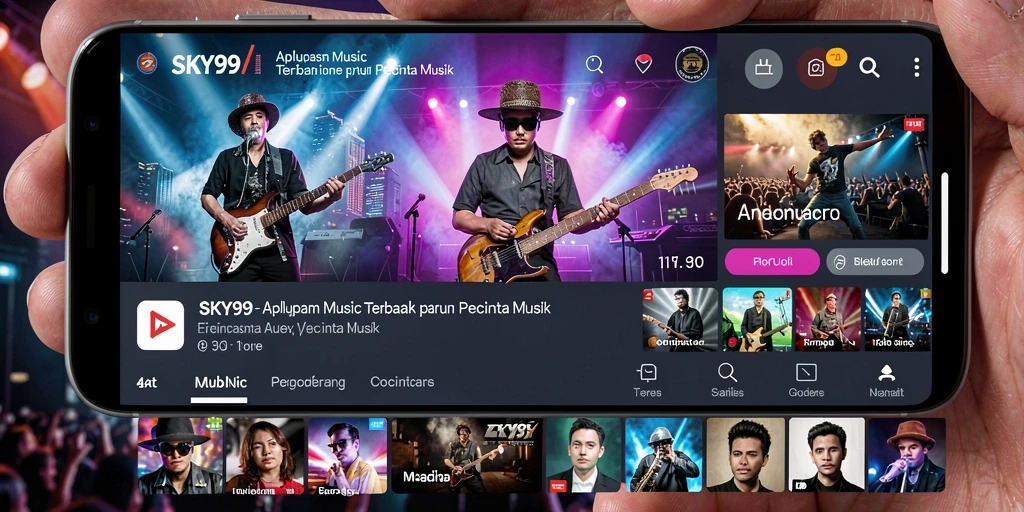Tampilan antarmuka pengguna yang menarik dengan fitur musik yang lengkap.